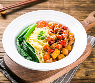 香辣菌菇肉拌面