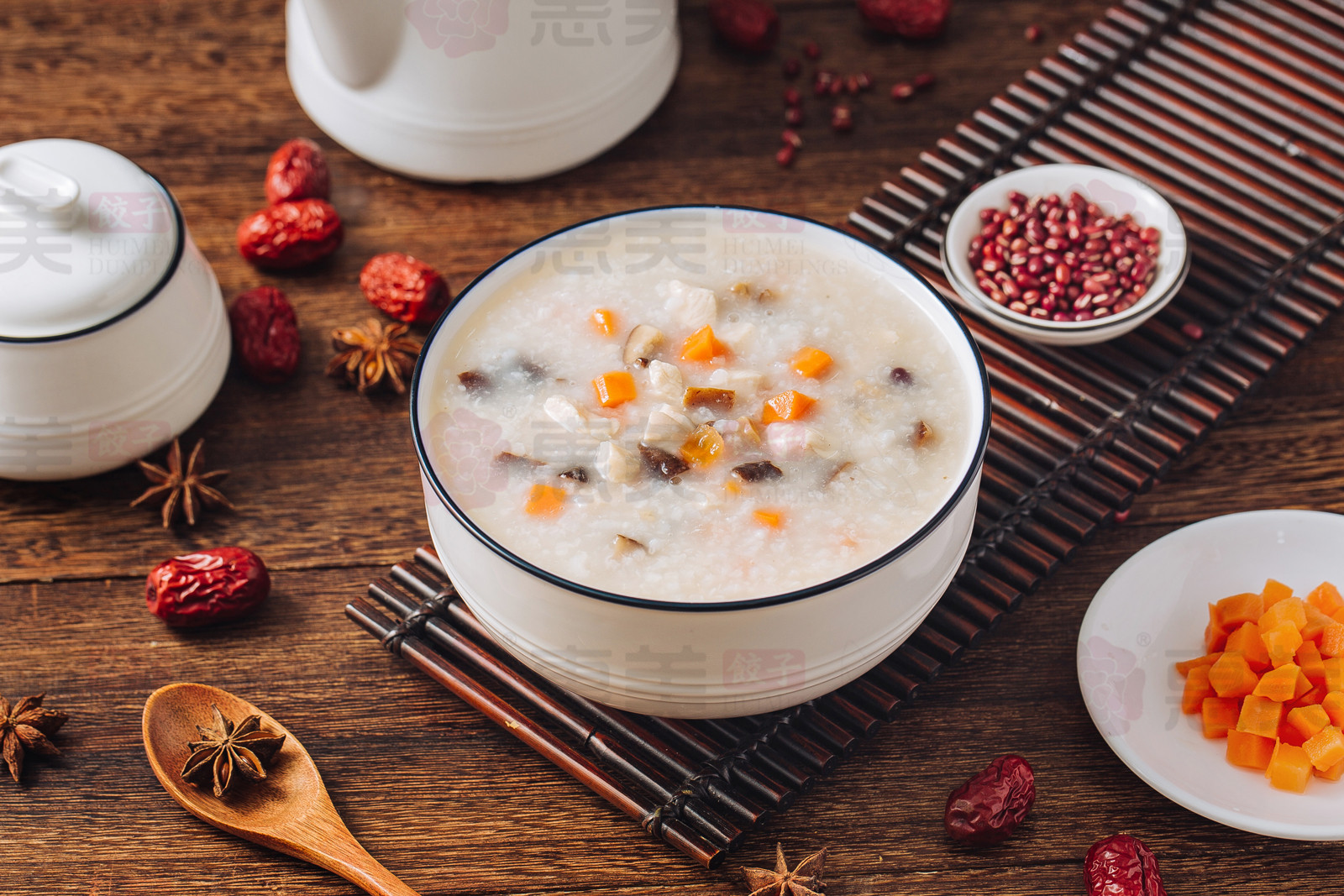 惠美饺子美食-香菇鸡丁粥